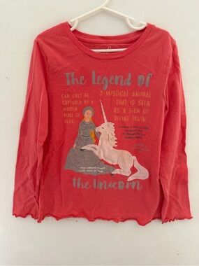 Peek Coral Pink Long-Sleeve Unicorn Graphic Tee